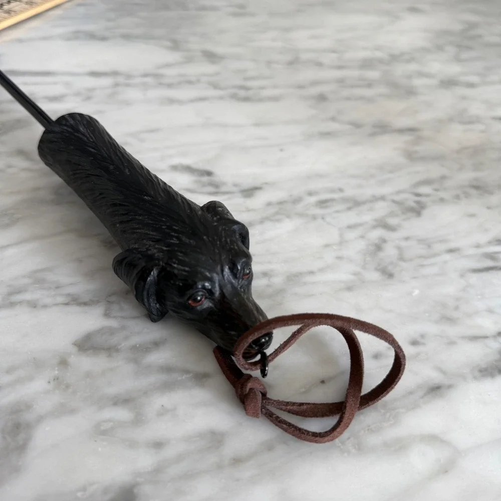 Vintage Style Black Lab Dog Head Paw Back Scratcher 18.25 Inch Long Handle